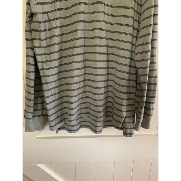 Polo Ralph Lauren Gray Striped Long Sleeve Polo Shirt‎ Men's XL Cotton - Picture 5 of 7